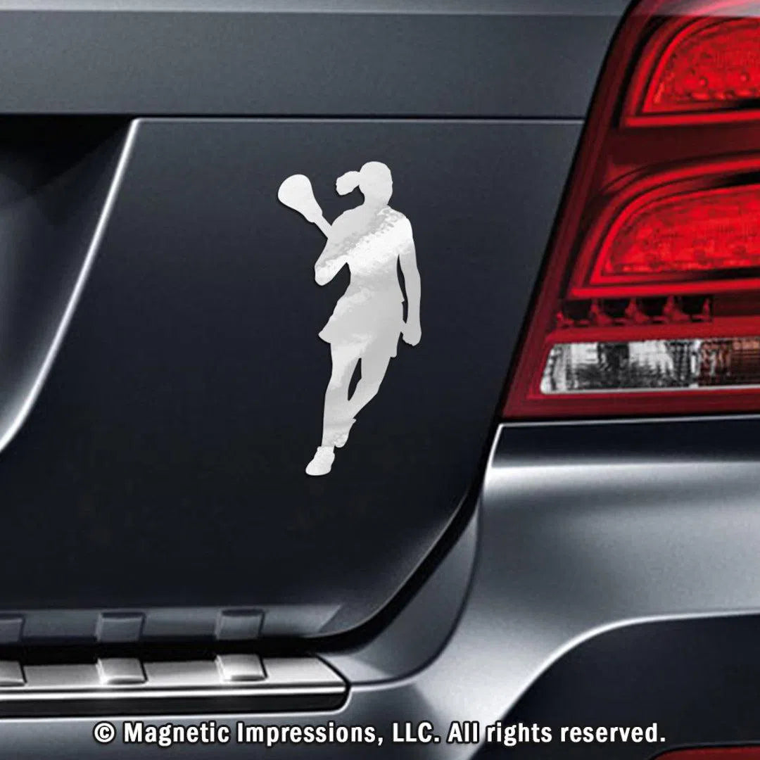 Girl's Lacrosse Player Car Magnet